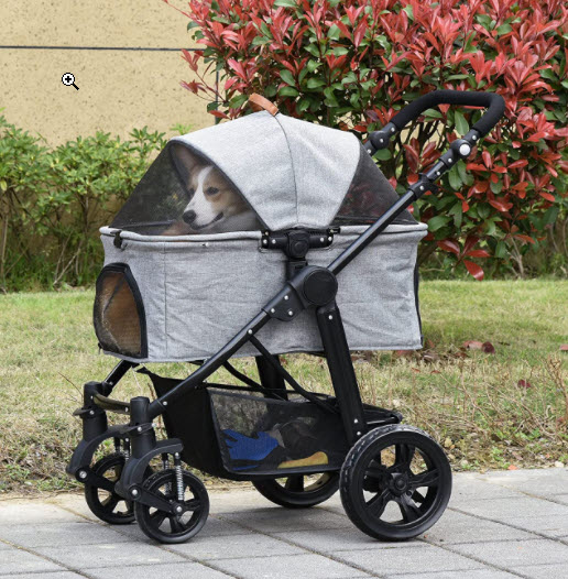 PawHut Dog Stroller with Adjustable Canopy
